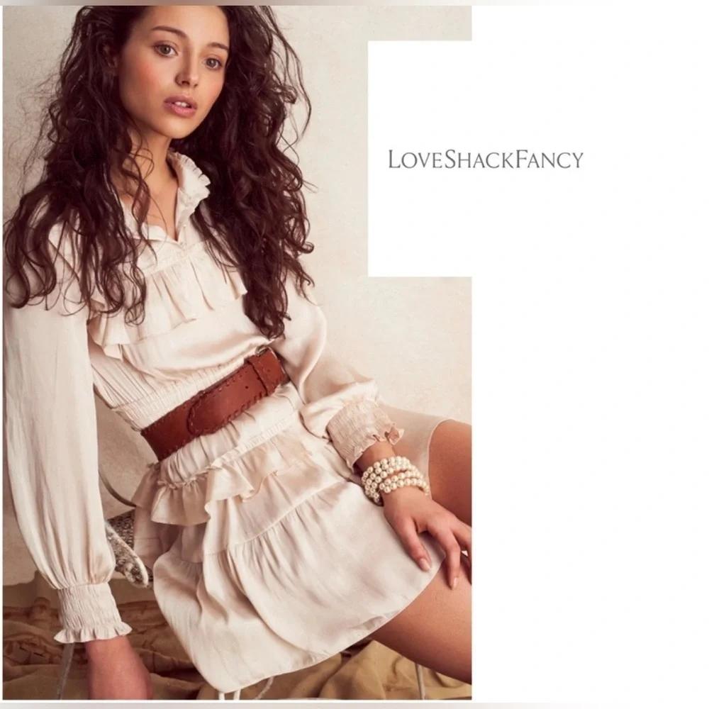 LoveShackFancy Raegan Silky Ruffle Dress - Picture 5 of 6